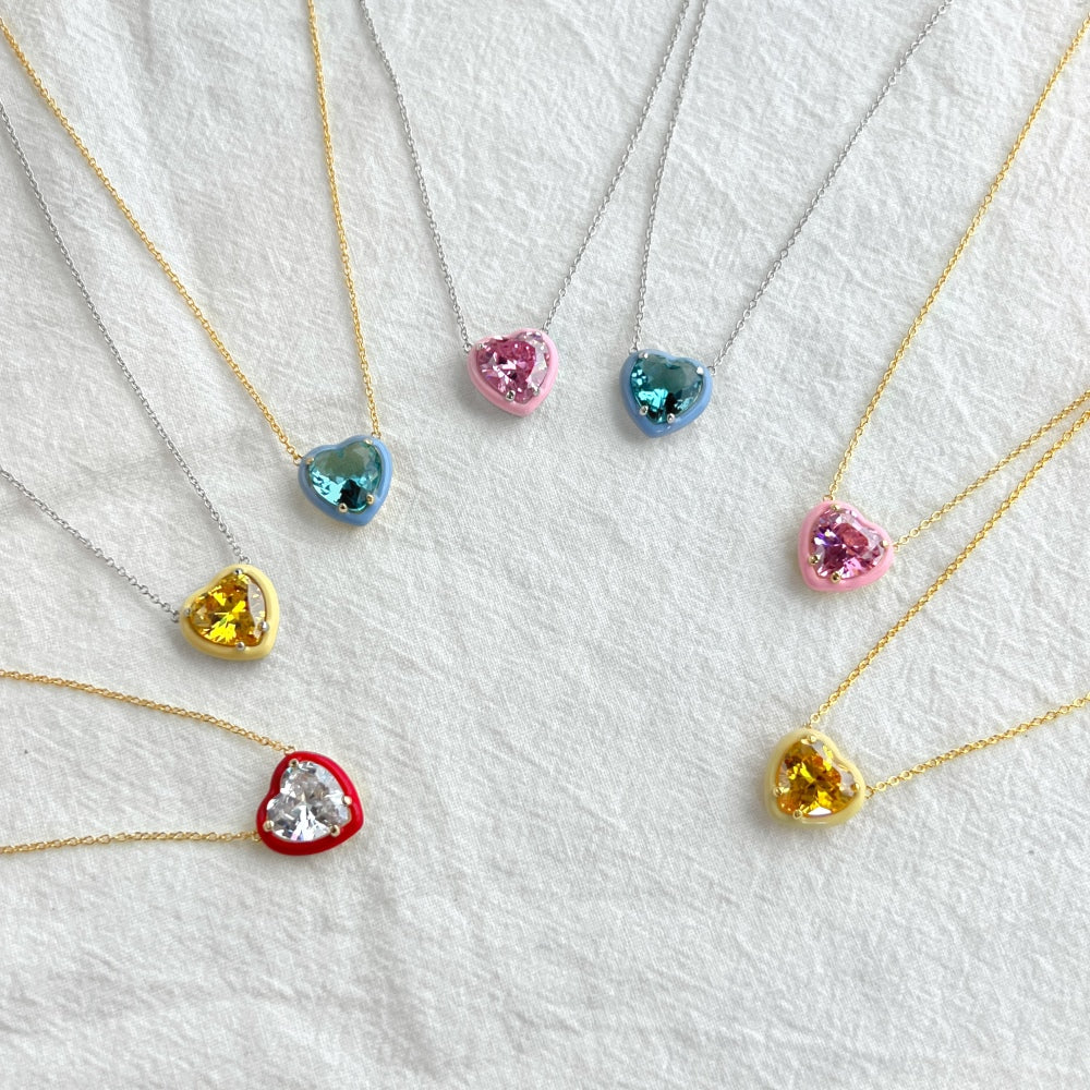 Delicate Colorful Heart Shape Necklace