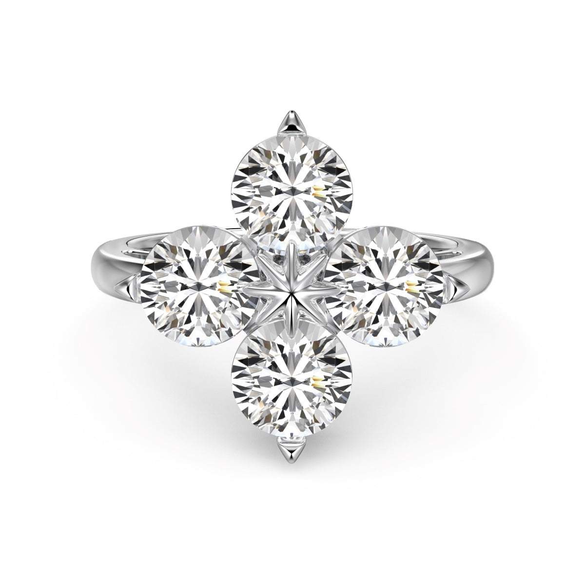 Four-Leaf Clover Eight-Pointed Star Ring