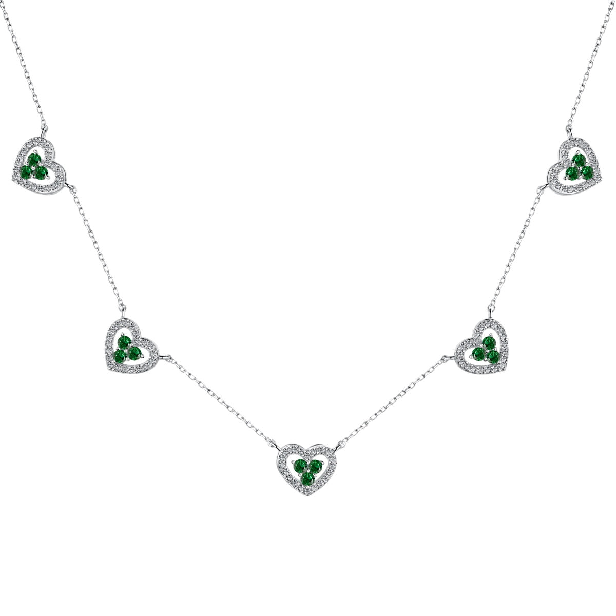 Sparkling Five Heart Necklace