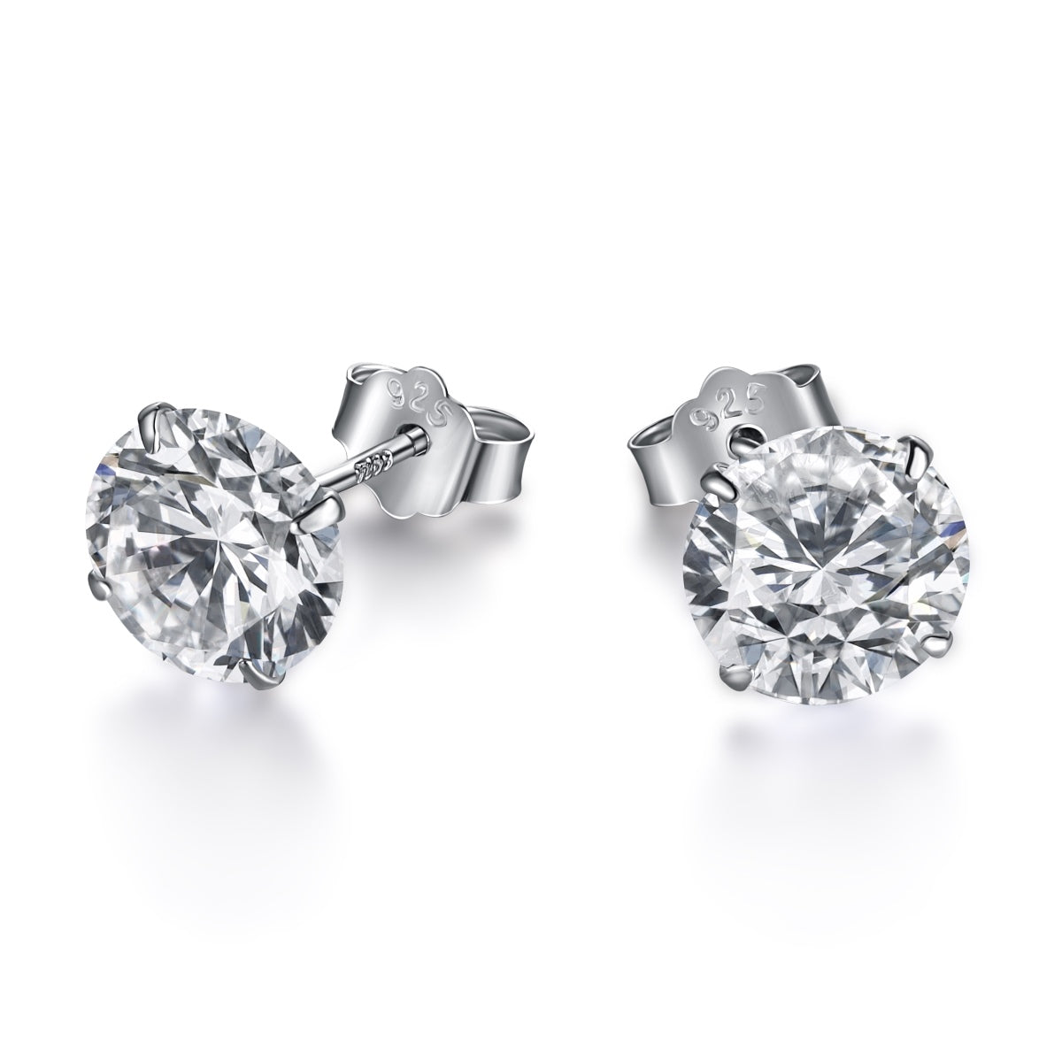 Stylish Shiny Round Center Stone Stud Earrings