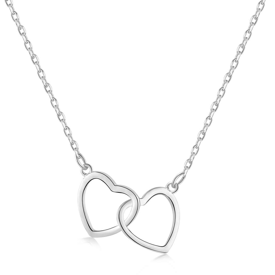 Sterling Silver Love Double Ring Necklace