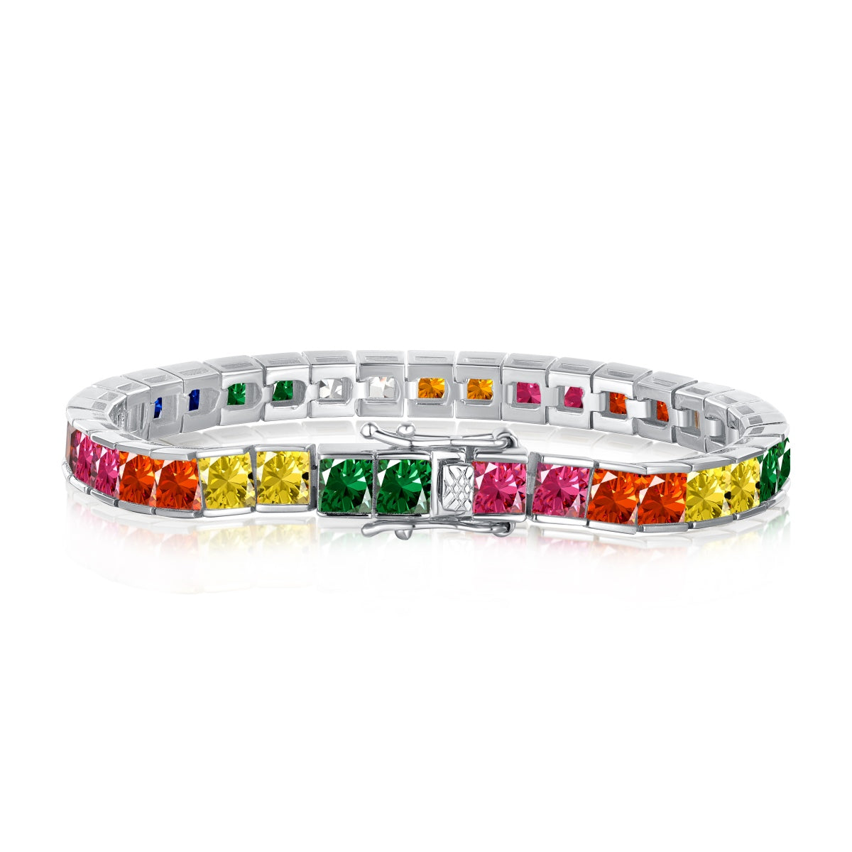 Radiant Colorful Princess Cut Tennis Bracelet