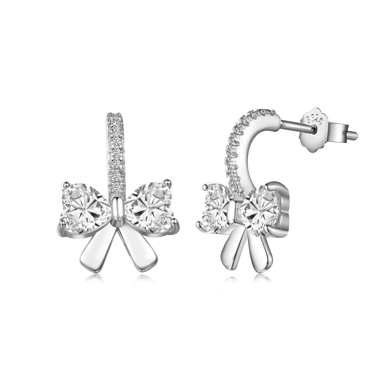 Exquisite Earrings With Heart-Shaped Bow Design