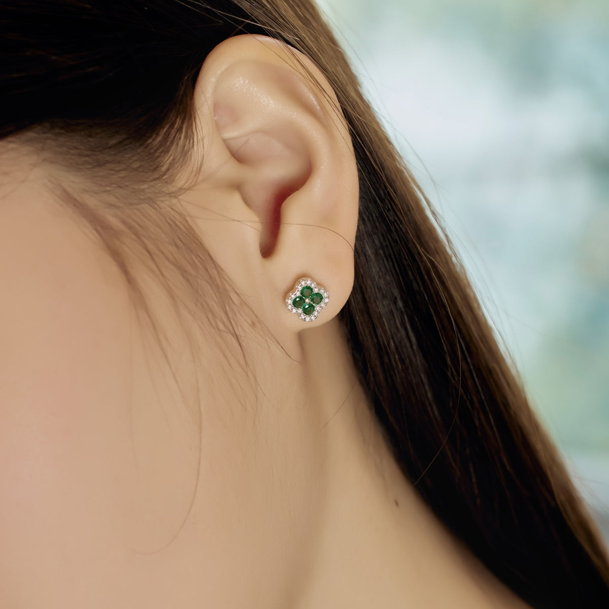 Four-Leaf Clover Flower Shaped Earrings