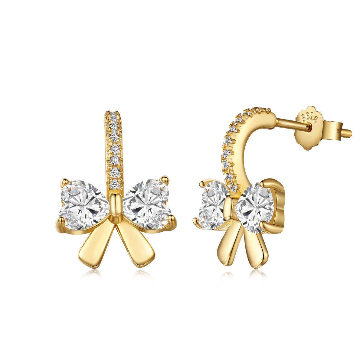 Exquisite Earrings With Heart-Shaped Bow Design