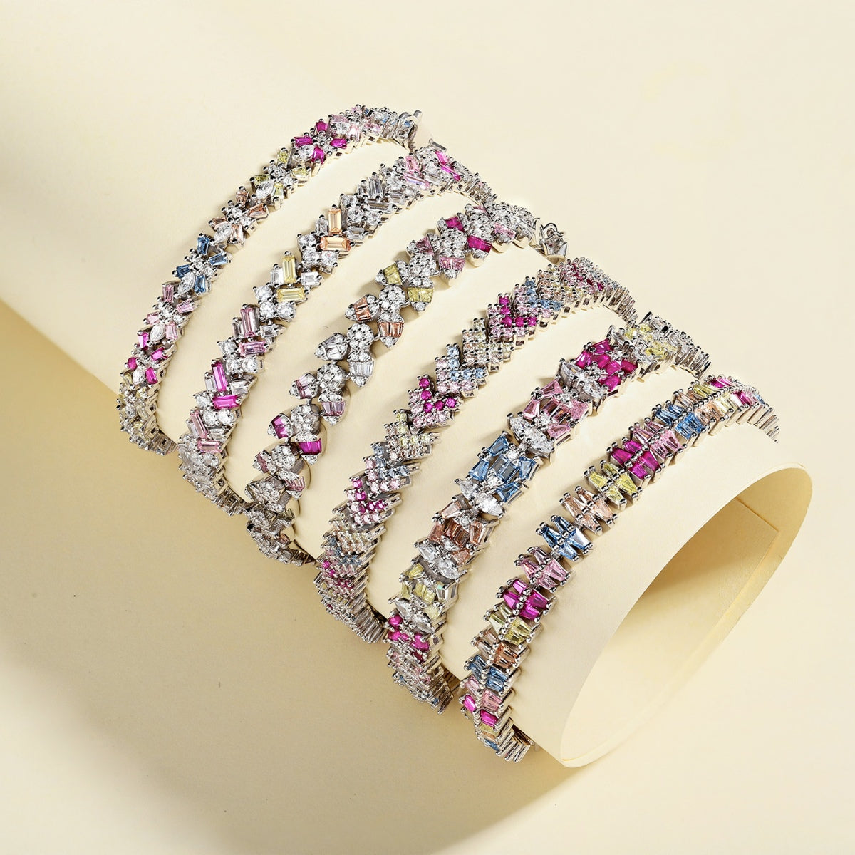 Ornate Sparkling Round Cut Party Bracelet