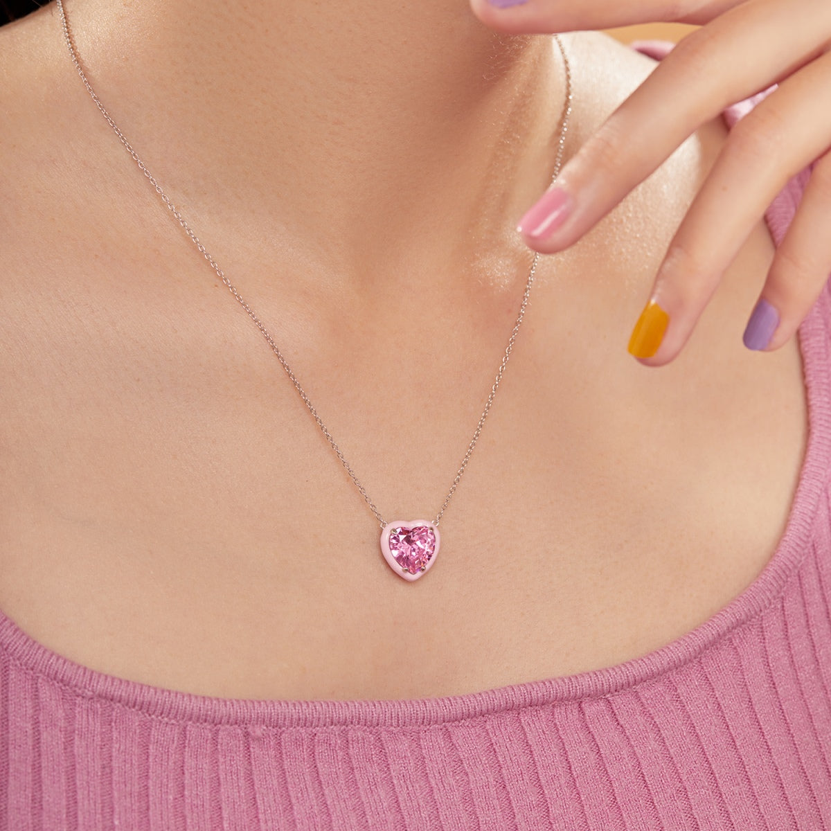 Delicate Colorful Heart Shape Necklace