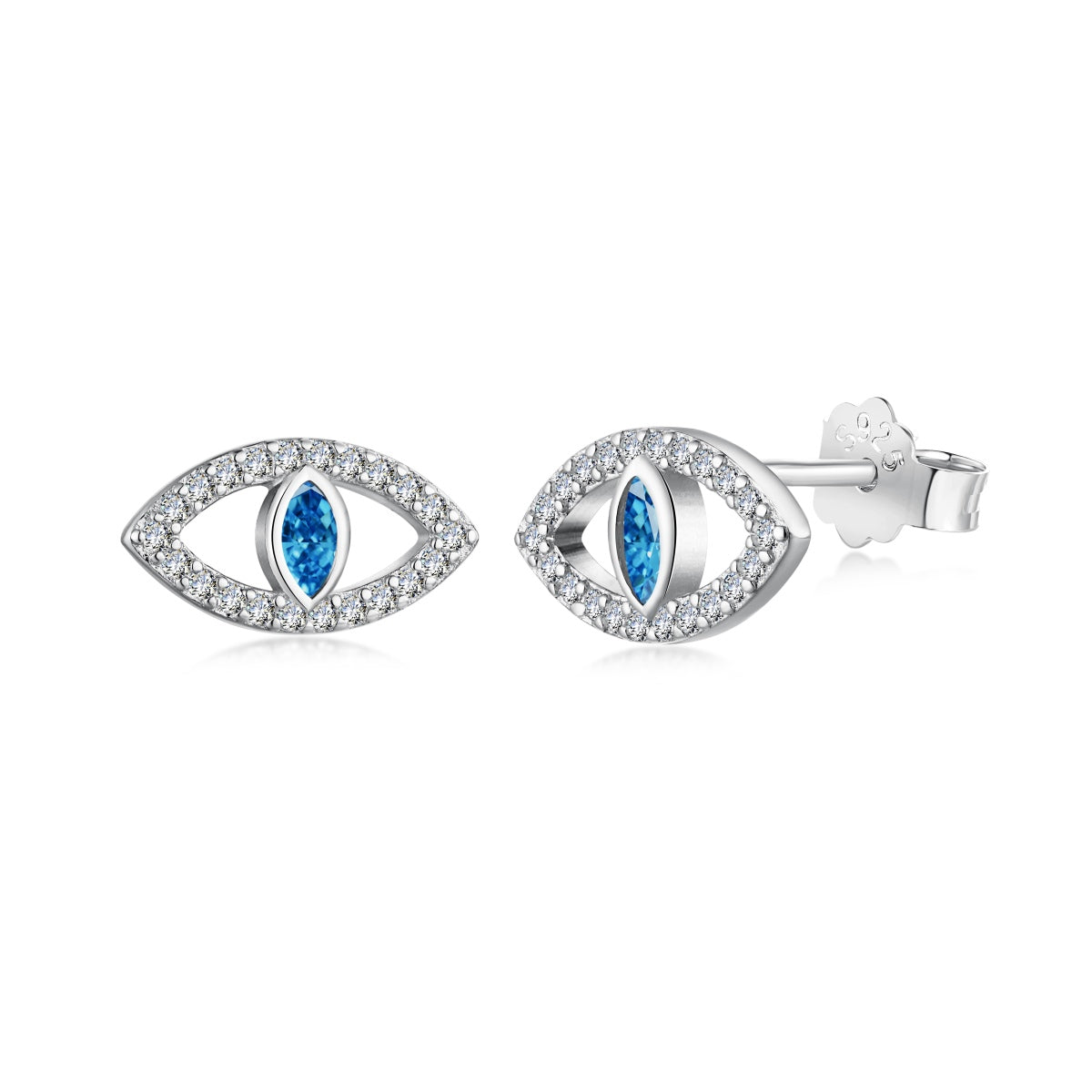 Blue Devil Eyes Hollow Stud Earrings