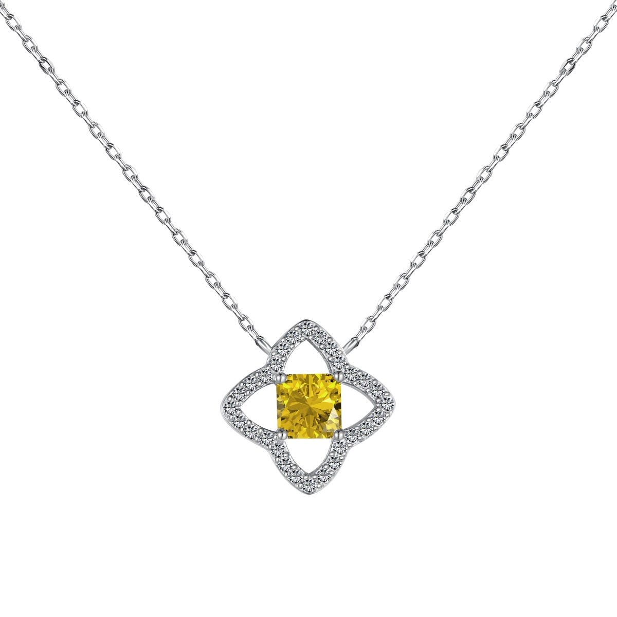 Exquisite Flower Shape Princess Cut Necklace