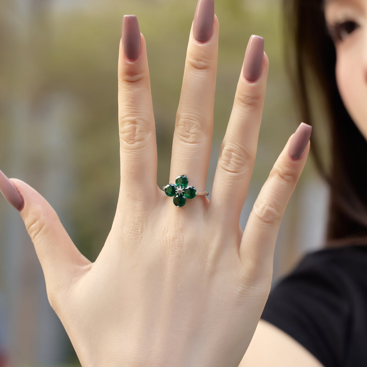 Four-Leaf Clover Eight-Pointed Star Ring