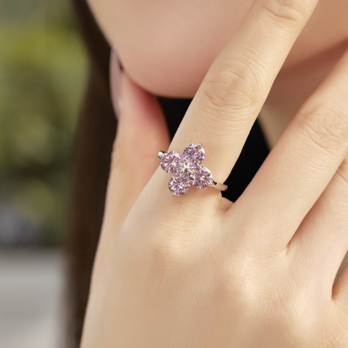 Four-Leaf Clover Eight-Pointed Star Ring