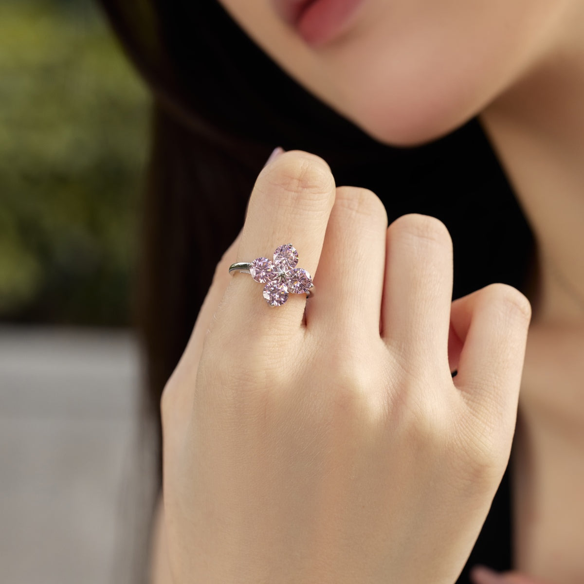 Four-Leaf Clover Eight-Pointed Star Ring